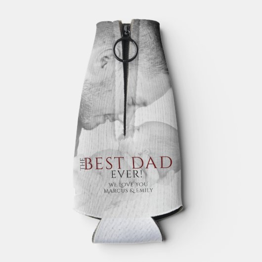 最高のパパータイポグラフィ父の日写真 ボトルクーラー (裏面)