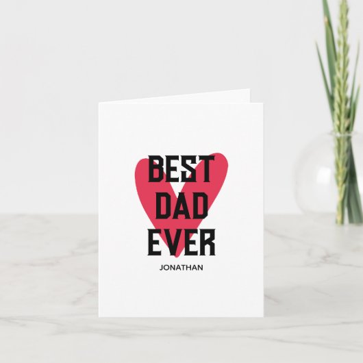 最高のパパー常にピンクのハート父の日 カード (正面)