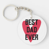 最高のパパー常にピンクのハート父の日 キーホルダー (正面)