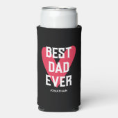 最高のパパー常にピンクのハート父の日 スリム缶クーラー (Seltzer正面)