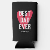 最高のパパー常にピンクのハート父の日 スリム缶クーラー (裏面)