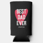最高のパパー常にピンクのハート父の日 スリム缶クーラー (正面)