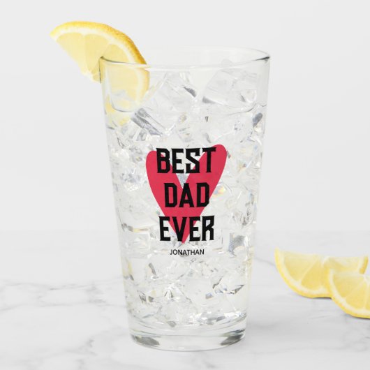 最高のパパー常にピンクのハート父の日 タンブラーグラス (アイス正面)