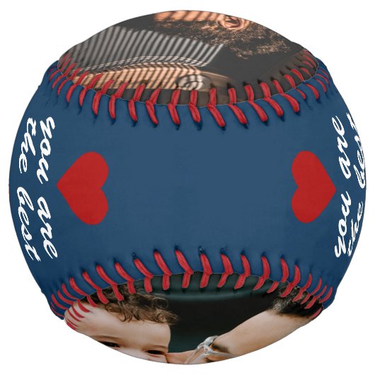 最高のパパー赤いハート父の日2写真 ソフトボール (裏面)