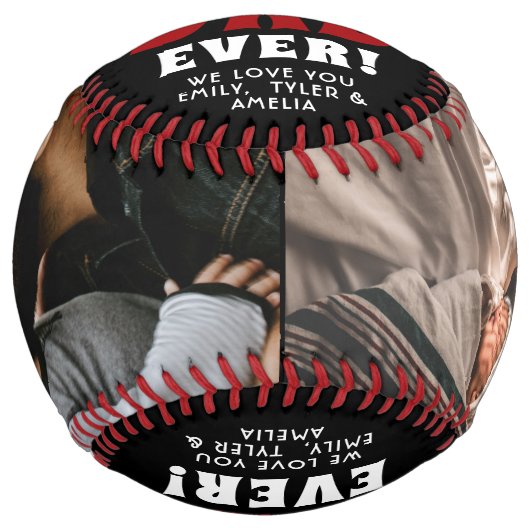 最高のパパー赤いハート父の日2写真 ソフトボール (正面)