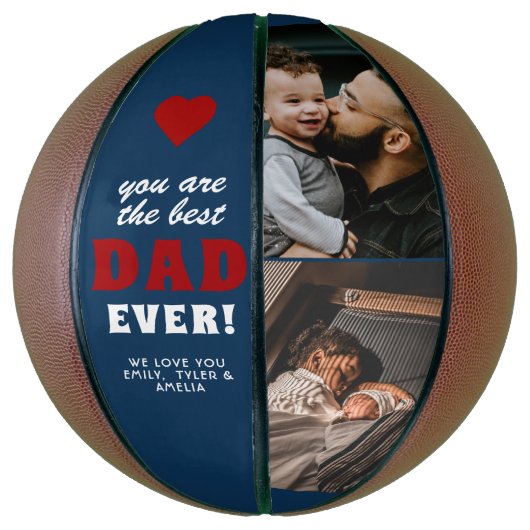 最高のパパー赤いハート父の日2写真 バスケットボール (縦)