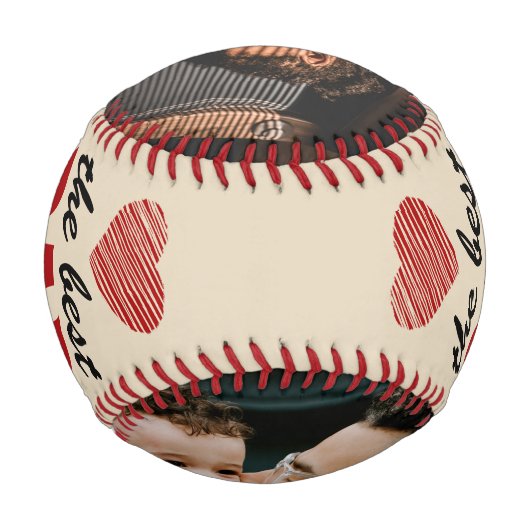 最高のパパー赤いハート父の日2写真 野球ボール (裏面)