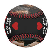 最高のパパー赤いハート父の日2写真 野球ボール (裏面)