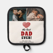 最高のパパー赤いハート父の日2写真 鍋敷き (正面)