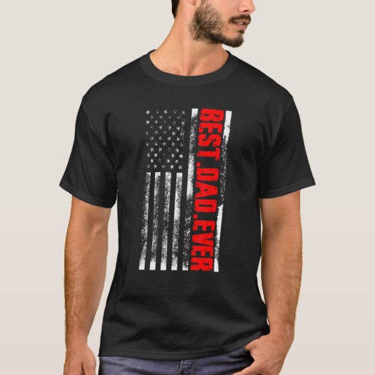 最高のパパー・エバーアメリカ国旗の父の日 Tシャツ (正面)
