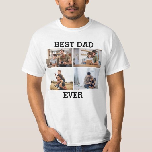 最高のパパーEver Father Daddyフォトコラージュ写真 Tシャツ (正面)