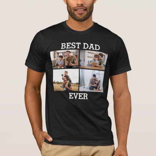 最高のパパーEver Father Daddyフォトコラージュ写真 Tシャツ (正面)