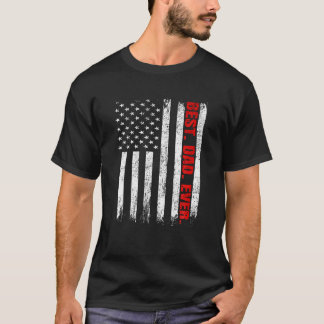 最高のパパーUSA国旗の父の日ファイヤーファイターレッド Tシャツ