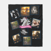 最高のパパ写真おもしろいコラージダコーンユニコーン フリースブランケット (正面)