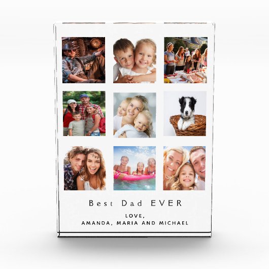 最高のパパ写真カスタム家族コラージュ父 フォトブロック (正面)