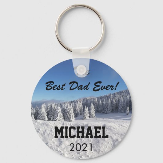 最高のパパ写真カスタム文字パーソナライズされたギフト キーホルダー (正面)