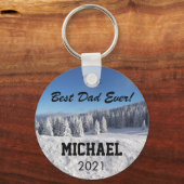 最高のパパ写真カスタム文字パーソナライズされたギフト キーホルダー (正面)