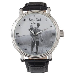 最高のパパ写真カスタム自分で作成ポップ・アートのする 腕時計
