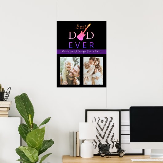最高のパパ写真クールモダンコラージュ ポスター (ホームオフィス)