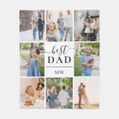 最高のパパ写真コラージモノグラム フリースブランケット (正面)