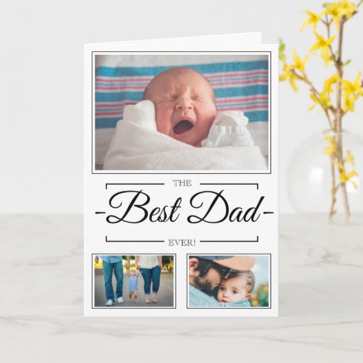 最高のパパ写真コラージュ父の日のグリーティングカード カード (黄色い花)