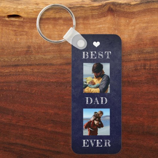 最高のパパ写真パーソナライズされたファーズデー キーホルダー (正面)
