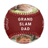 最高のパパ写真ブルゴーニュ 野球ボール (裏面)