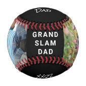 最高のパパ写真黒 野球ボール (正面)