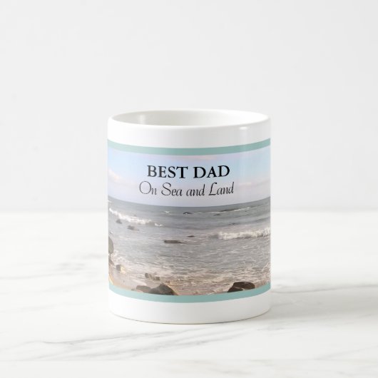 最高のパパ写真：波打つ大西洋海ブルースカイ コーヒーマグカップ (中央)