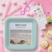 最高のパパ写真：波打つ大西洋海ブルースカイ ペーパープレート (パーティー)