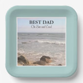 最高のパパ写真：波打つ大西洋海ブルースカイ ペーパープレート (正面)