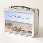 最高のパパ写真：波打つ大西洋海ブルースカイ メタルランチボックス (裏面)