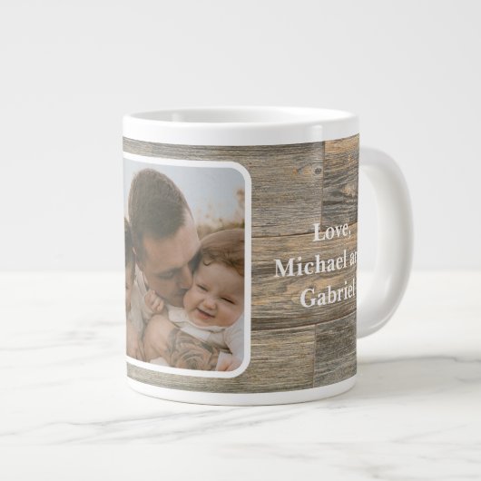 最高のパパ動揺して常錆の軽い木目 ジャンボコーヒーマグカップ (正面右)