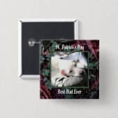 最高のパパ可愛い犬のシャムロックとクローバーグリーン 缶バッジ (正面&裏面)