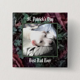 最高のパパ可愛い犬のシャムロックとクローバーグリーン 缶バッジ