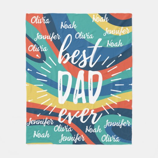 最高のパパ名パーソナライズされた父の日 フリースブランケット (正面)