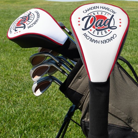 最高のパパ名赤白青 ゴルフヘッドカバー
