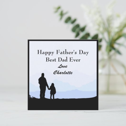 最高のパパ娘シルエット名ファーザーデイカード 招待状 (スタンド正面)