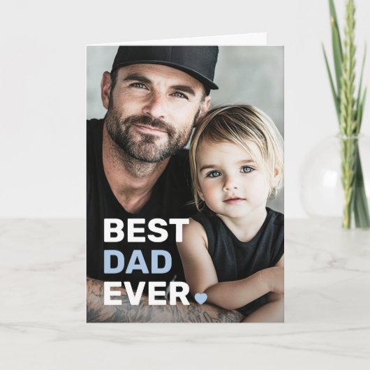 最高のパパ常に写真のハートの父の日に折り畳まれた シーズンカード (正面)