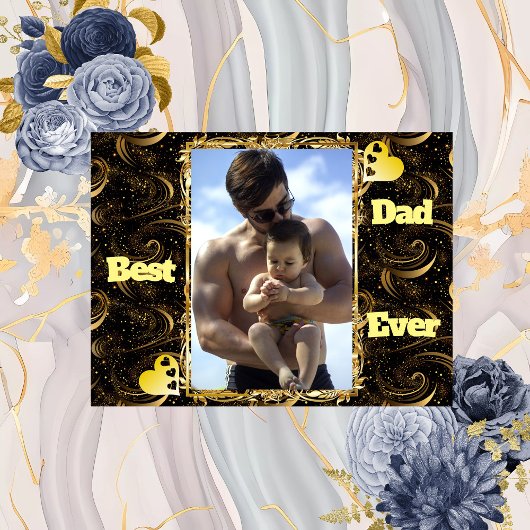 最高のパパ常に金ゴールドモダン書道の黒い渦巻き フリースブランケット