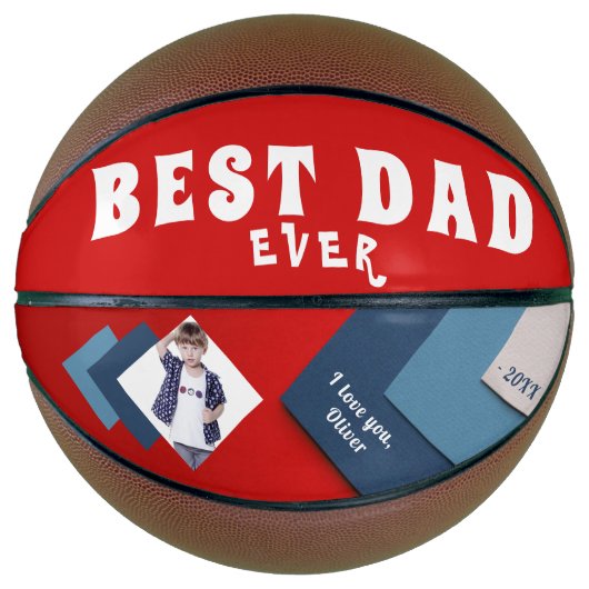 最高のパパ幾何モダン写真父の日 バスケットボール (正面)