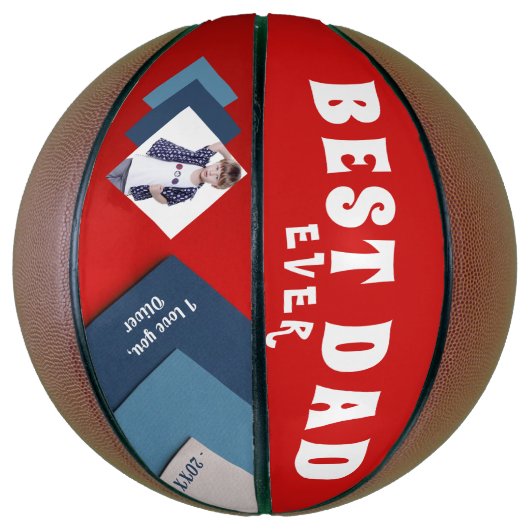 最高のパパ幾何モダン写真父の日 バスケットボール (縦)