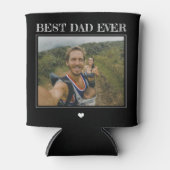 最高のパパ愛しパーソナライズされたて2枚の写真ブラック 缶クーラー (正面)