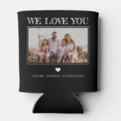 最高のパパ愛しパーソナライズされたて2枚の写真ブラック 缶クーラー (裏面)