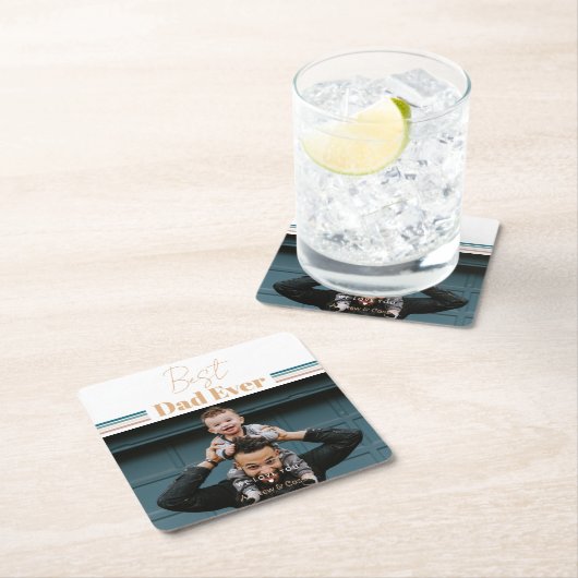 最高のパパ愛する スクエアペーパーコースター (インサイチュ)