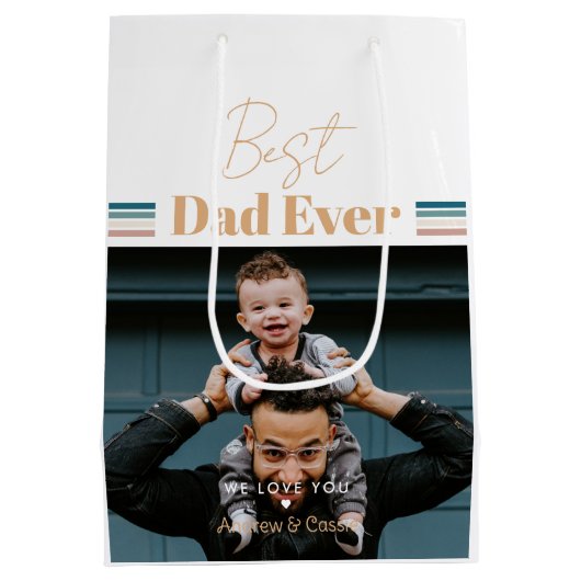 最高のパパ愛する ミディアムペーパーバッグ (裏面)