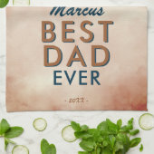 最高のパパ水の色の父3フォトコラージュ キッチンタオル (折り畳み)