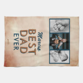 最高のパパ水の色の父3フォトコラージュ キッチンタオル (横)