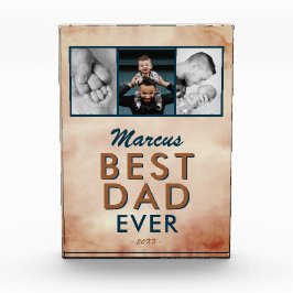 最高のパパ水の色の父3フォトコラージュ フォトブロック