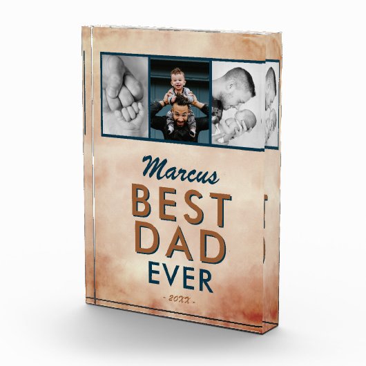 最高のパパ水の色の父3フォトコラージュ フォトブロック (右)